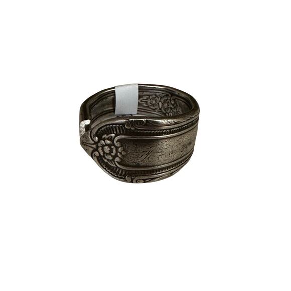 Floral Size 9 Sterling Silver Plated Spoon Ring - Picture 1 of 6